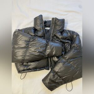 Urban Outfitters Cropped Black Puffer